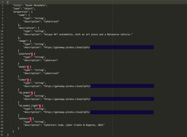 Rich NFT - Metadata example (JSON)